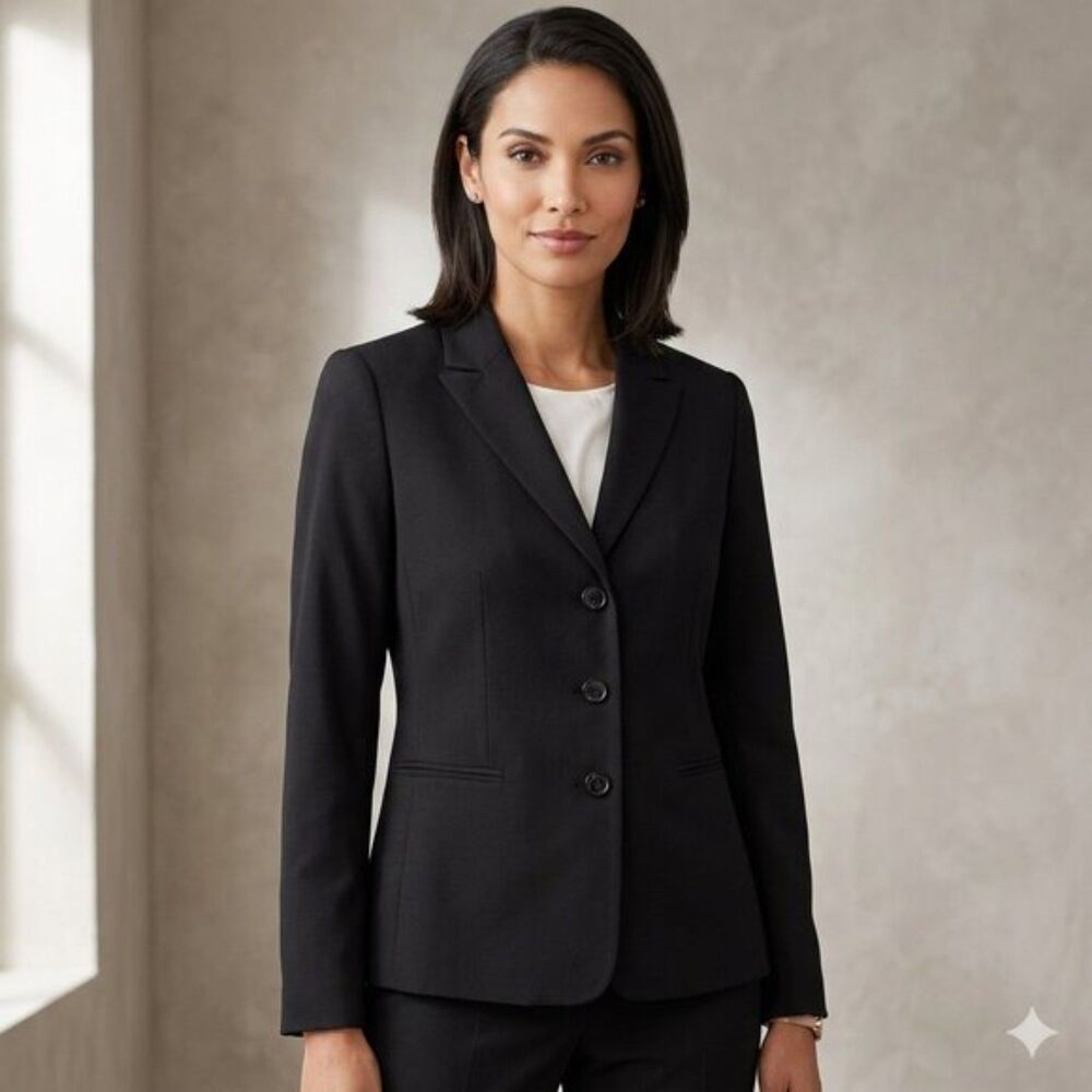 ALEX MARIE Women's Black Button Front Coats Suit Blazer Jacket Size 8